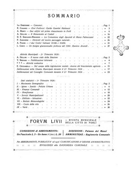 Forum Livii rivista d'attivita municipale della citta di Forlì