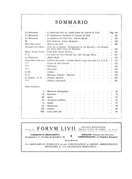 Forum Livii rivista d'attivita municipale della citta di Forlì