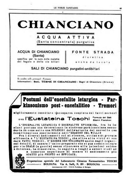 Le forze sanitarie organo ufficiale del Sindacato nazionale fascista dei medici e degli ordini dei medici