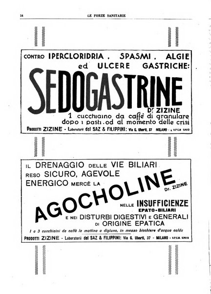 Le forze sanitarie organo ufficiale del Sindacato nazionale fascista dei medici e degli ordini dei medici