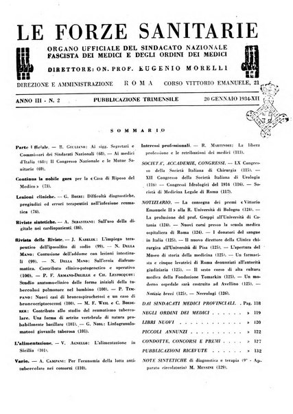 Le forze sanitarie organo ufficiale del Sindacato nazionale fascista dei medici e degli ordini dei medici