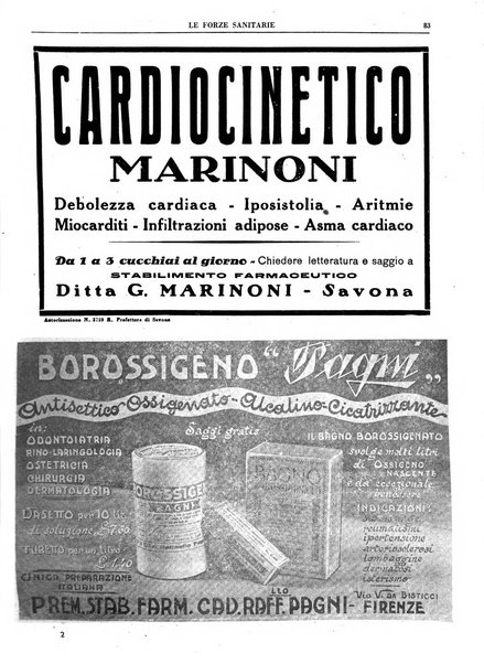 Le forze sanitarie organo ufficiale del Sindacato nazionale fascista dei medici e degli ordini dei medici