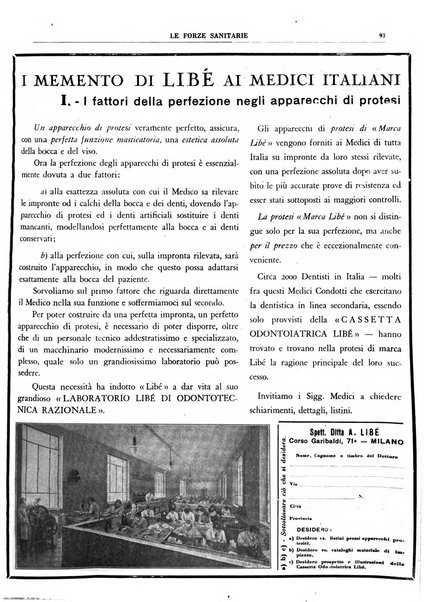 Le forze sanitarie organo ufficiale del Sindacato nazionale fascista dei medici e degli ordini dei medici