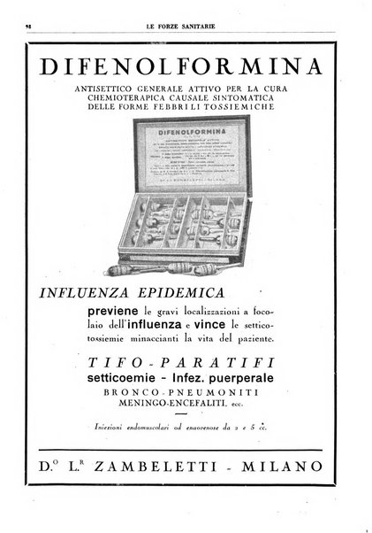 Le forze sanitarie organo ufficiale del Sindacato nazionale fascista dei medici e degli ordini dei medici