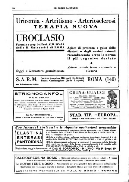 Le forze sanitarie organo ufficiale del Sindacato nazionale fascista dei medici e degli ordini dei medici