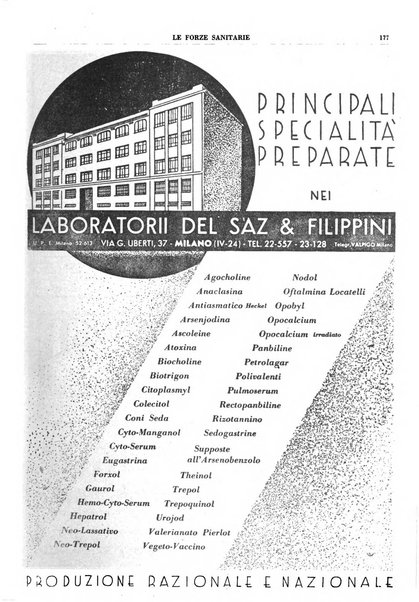 Le forze sanitarie organo ufficiale del Sindacato nazionale fascista dei medici e degli ordini dei medici