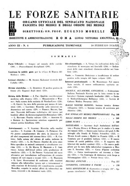 Le forze sanitarie organo ufficiale del Sindacato nazionale fascista dei medici e degli ordini dei medici