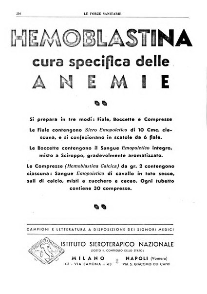 Le forze sanitarie organo ufficiale del Sindacato nazionale fascista dei medici e degli ordini dei medici