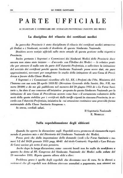 Le forze sanitarie organo ufficiale del Sindacato nazionale fascista dei medici e degli ordini dei medici