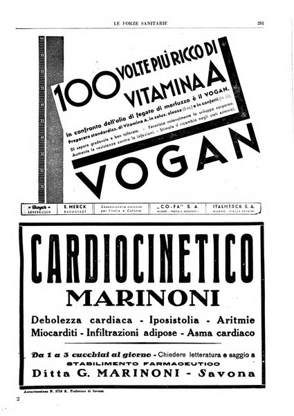 Le forze sanitarie organo ufficiale del Sindacato nazionale fascista dei medici e degli ordini dei medici