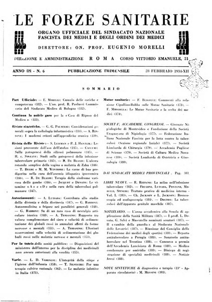 Le forze sanitarie organo ufficiale del Sindacato nazionale fascista dei medici e degli ordini dei medici