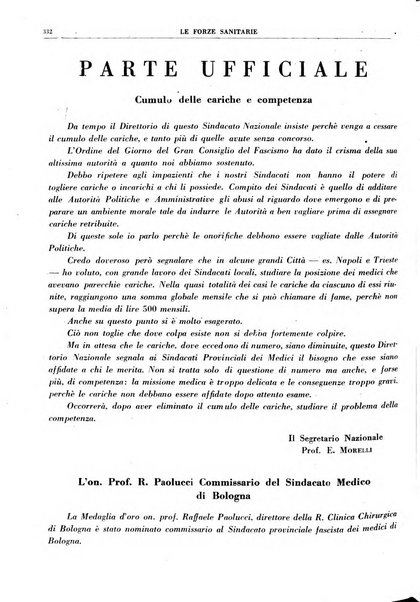 Le forze sanitarie organo ufficiale del Sindacato nazionale fascista dei medici e degli ordini dei medici