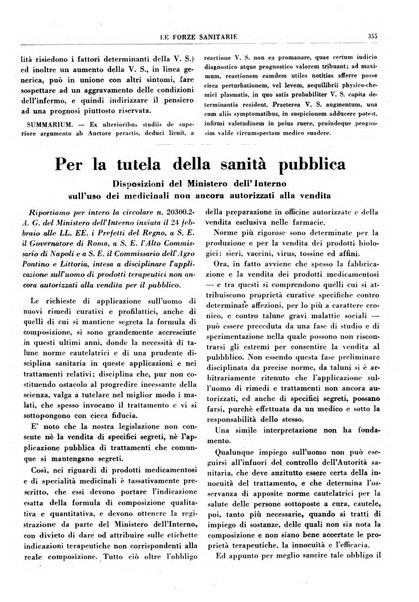 Le forze sanitarie organo ufficiale del Sindacato nazionale fascista dei medici e degli ordini dei medici