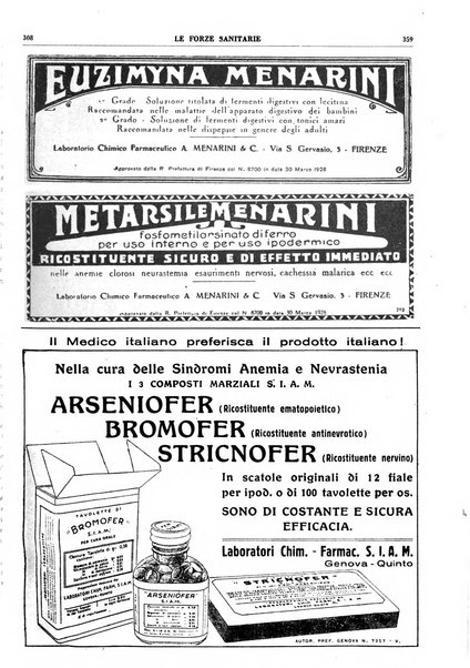 Le forze sanitarie organo ufficiale del Sindacato nazionale fascista dei medici e degli ordini dei medici