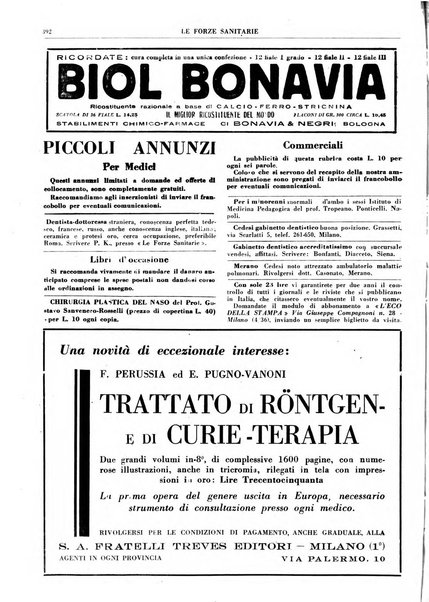 Le forze sanitarie organo ufficiale del Sindacato nazionale fascista dei medici e degli ordini dei medici