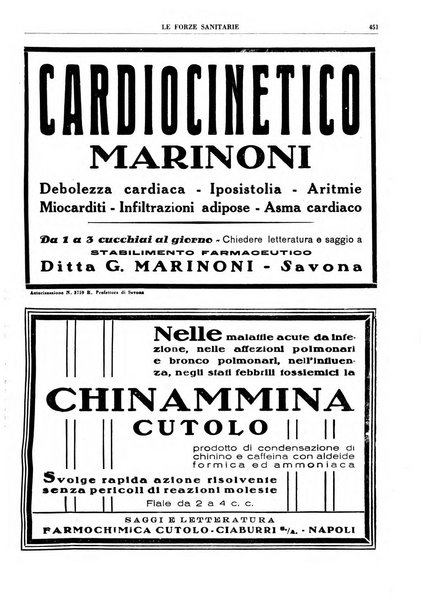 Le forze sanitarie organo ufficiale del Sindacato nazionale fascista dei medici e degli ordini dei medici