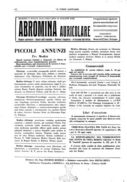 Le forze sanitarie organo ufficiale del Sindacato nazionale fascista dei medici e degli ordini dei medici