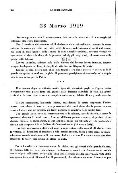 Le forze sanitarie organo ufficiale del Sindacato nazionale fascista dei medici e degli ordini dei medici