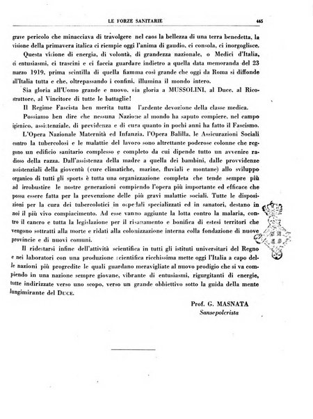 Le forze sanitarie organo ufficiale del Sindacato nazionale fascista dei medici e degli ordini dei medici