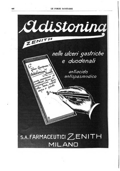 Le forze sanitarie organo ufficiale del Sindacato nazionale fascista dei medici e degli ordini dei medici