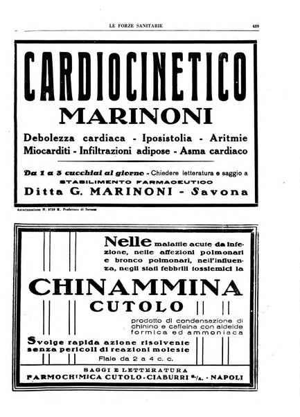 Le forze sanitarie organo ufficiale del Sindacato nazionale fascista dei medici e degli ordini dei medici