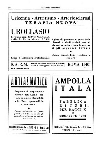 Le forze sanitarie organo ufficiale del Sindacato nazionale fascista dei medici e degli ordini dei medici