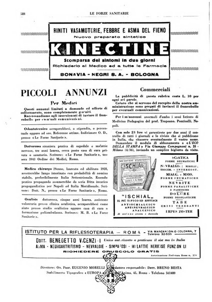 Le forze sanitarie organo ufficiale del Sindacato nazionale fascista dei medici e degli ordini dei medici