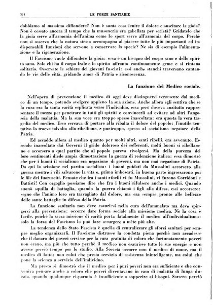 Le forze sanitarie organo ufficiale del Sindacato nazionale fascista dei medici e degli ordini dei medici