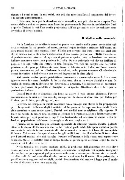 Le forze sanitarie organo ufficiale del Sindacato nazionale fascista dei medici e degli ordini dei medici