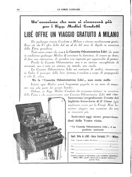 Le forze sanitarie organo ufficiale del Sindacato nazionale fascista dei medici e degli ordini dei medici