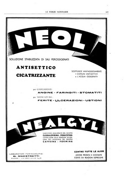 Le forze sanitarie organo ufficiale del Sindacato nazionale fascista dei medici e degli ordini dei medici