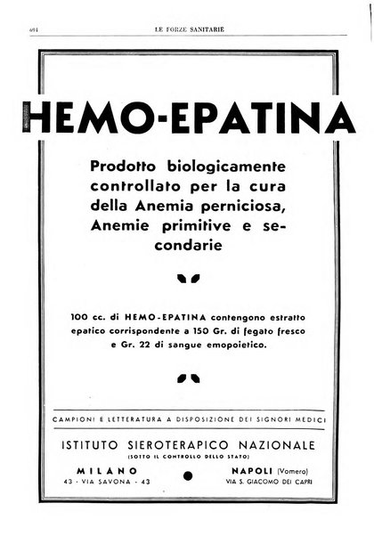 Le forze sanitarie organo ufficiale del Sindacato nazionale fascista dei medici e degli ordini dei medici