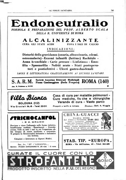 Le forze sanitarie organo ufficiale del Sindacato nazionale fascista dei medici e degli ordini dei medici