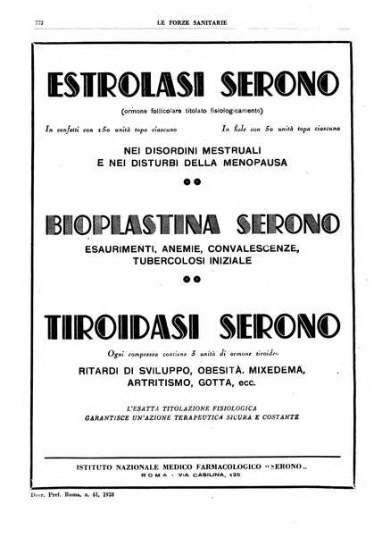 Le forze sanitarie organo ufficiale del Sindacato nazionale fascista dei medici e degli ordini dei medici