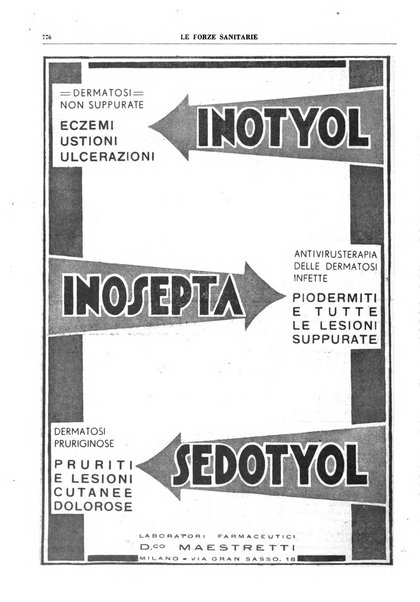 Le forze sanitarie organo ufficiale del Sindacato nazionale fascista dei medici e degli ordini dei medici