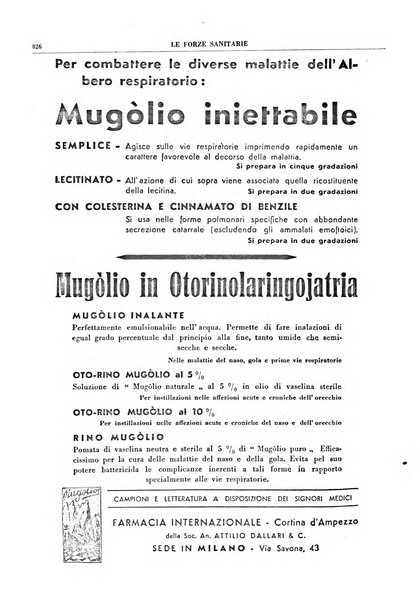 Le forze sanitarie organo ufficiale del Sindacato nazionale fascista dei medici e degli ordini dei medici