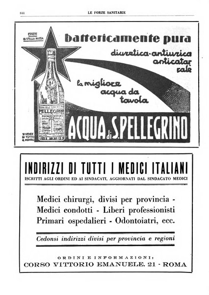 Le forze sanitarie organo ufficiale del Sindacato nazionale fascista dei medici e degli ordini dei medici