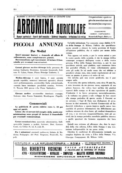 Le forze sanitarie organo ufficiale del Sindacato nazionale fascista dei medici e degli ordini dei medici