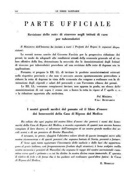 Le forze sanitarie organo ufficiale del Sindacato nazionale fascista dei medici e degli ordini dei medici