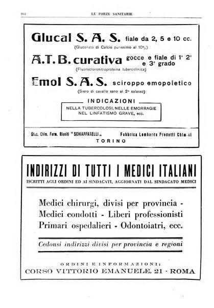 Le forze sanitarie organo ufficiale del Sindacato nazionale fascista dei medici e degli ordini dei medici