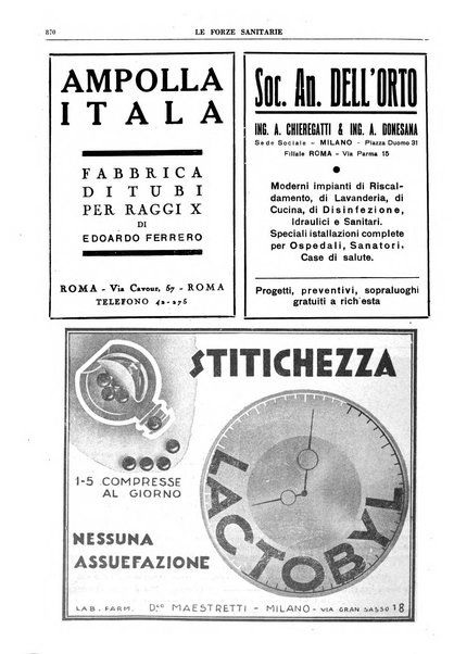 Le forze sanitarie organo ufficiale del Sindacato nazionale fascista dei medici e degli ordini dei medici