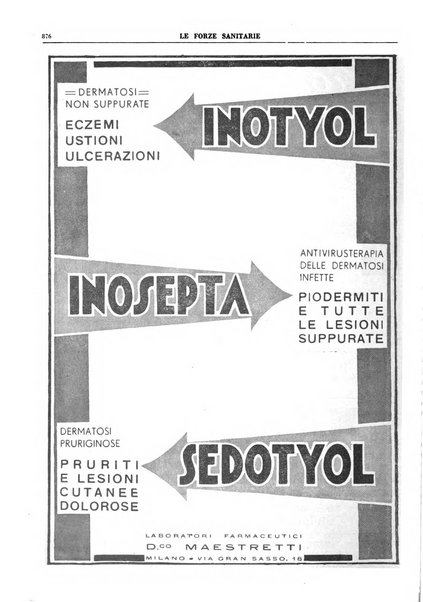 Le forze sanitarie organo ufficiale del Sindacato nazionale fascista dei medici e degli ordini dei medici