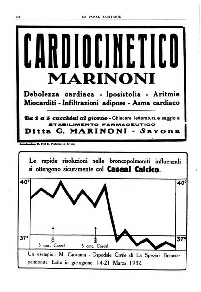 Le forze sanitarie organo ufficiale del Sindacato nazionale fascista dei medici e degli ordini dei medici