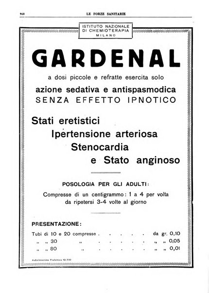 Le forze sanitarie organo ufficiale del Sindacato nazionale fascista dei medici e degli ordini dei medici