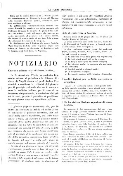 Le forze sanitarie organo ufficiale del Sindacato nazionale fascista dei medici e degli ordini dei medici