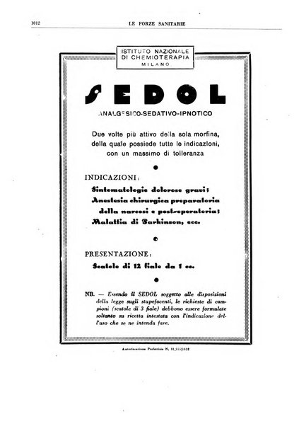 Le forze sanitarie organo ufficiale del Sindacato nazionale fascista dei medici e degli ordini dei medici