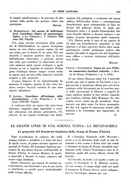 Le forze sanitarie organo ufficiale del Sindacato nazionale fascista dei medici e degli ordini dei medici