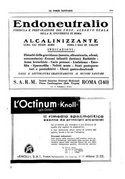 Le forze sanitarie organo ufficiale del Sindacato nazionale fascista dei medici e degli ordini dei medici