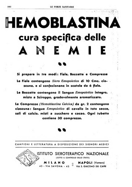 Le forze sanitarie organo ufficiale del Sindacato nazionale fascista dei medici e degli ordini dei medici