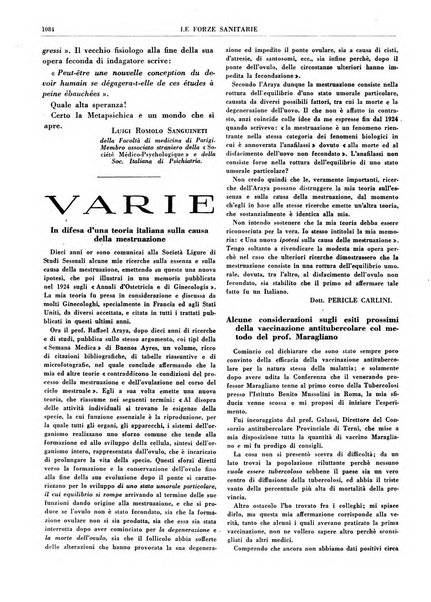 Le forze sanitarie organo ufficiale del Sindacato nazionale fascista dei medici e degli ordini dei medici